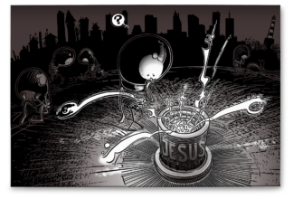 Tableau "Jésus noir et blanc" 60X40X2