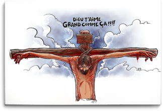Tableau "Dieu t'aime grand comme ça" 90X60X2
