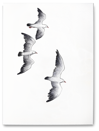 Tableau "Vol de mouettes" 18x24x2