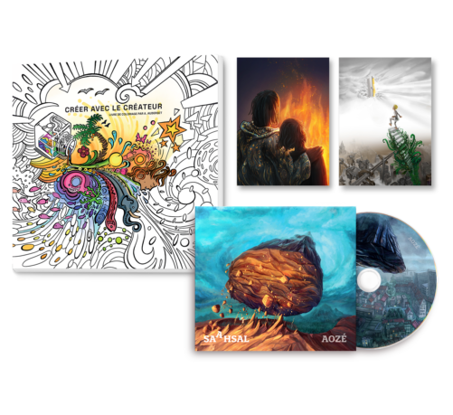 Pack vacances - Livre à colorier et le CD Aozé + deux cartes postales offertes (foi et Mi)